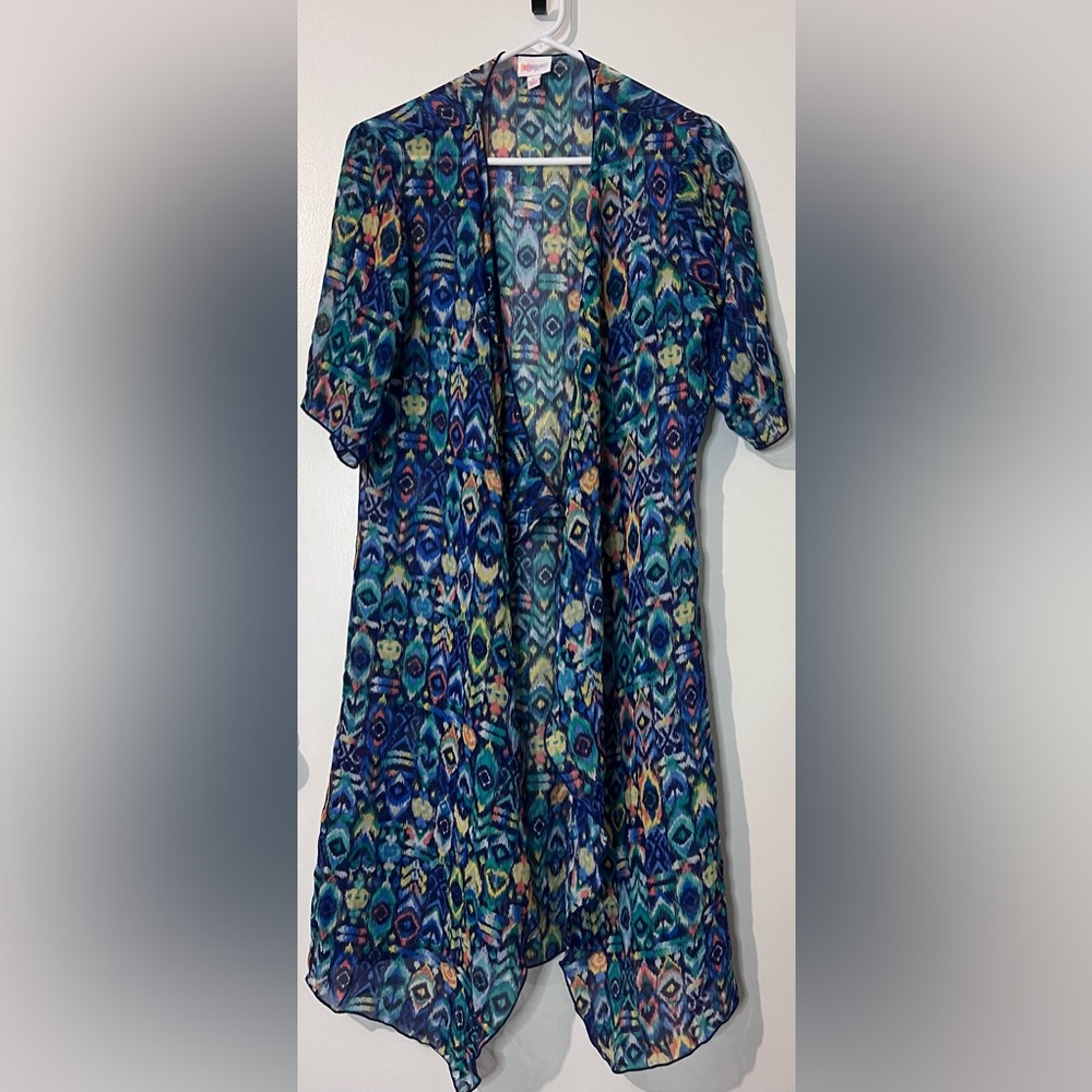 LuLaRoe - Art to Wear - Ikat 'Evil Eye' Shirley Kimono Cover Up Size Small
